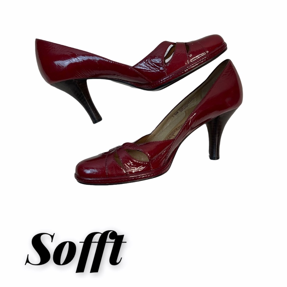 Sofft Retro Style Red Leather Heels GUC Size 7.5